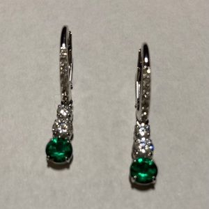 Swarovski Emerald Silver Toned Earrings